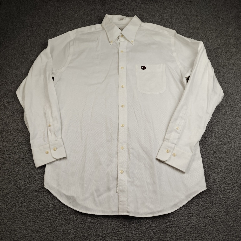 Texas A&M Peter Millar Button Down Shirt Mens Large Nanoluxe White Cotton